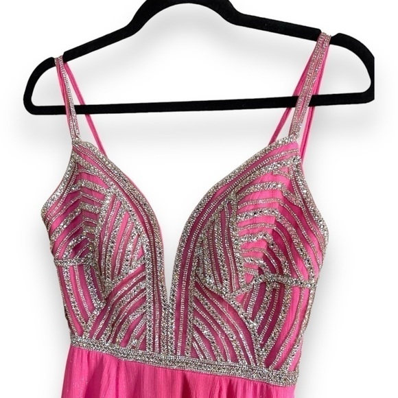 Vienna Prom Dress Pink with Silver Rhinestones Size 2 - Picture 6 of 12